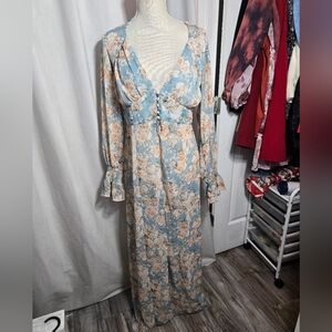 Alya Long Sleeve Button Up Kimono Top Sz XL Floral Print